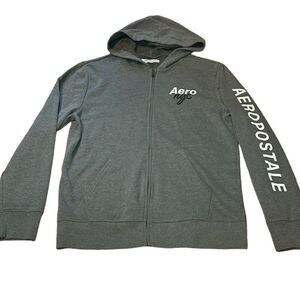 Aeropostale Grey Zip Hoodie, Large